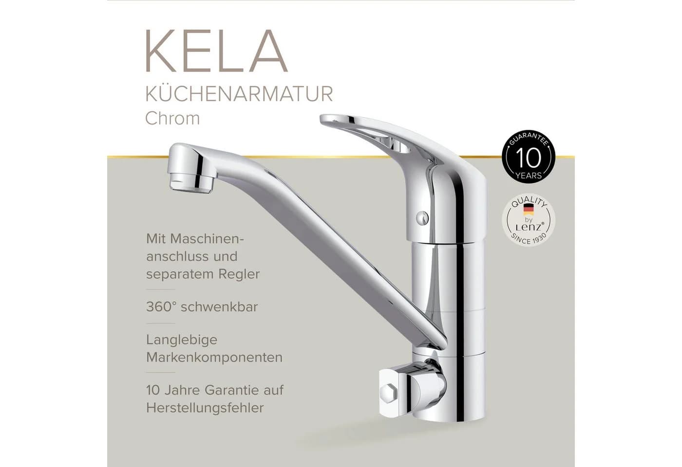 Lenz Küchenarmatur KELA Maschinenanschluss Chrom