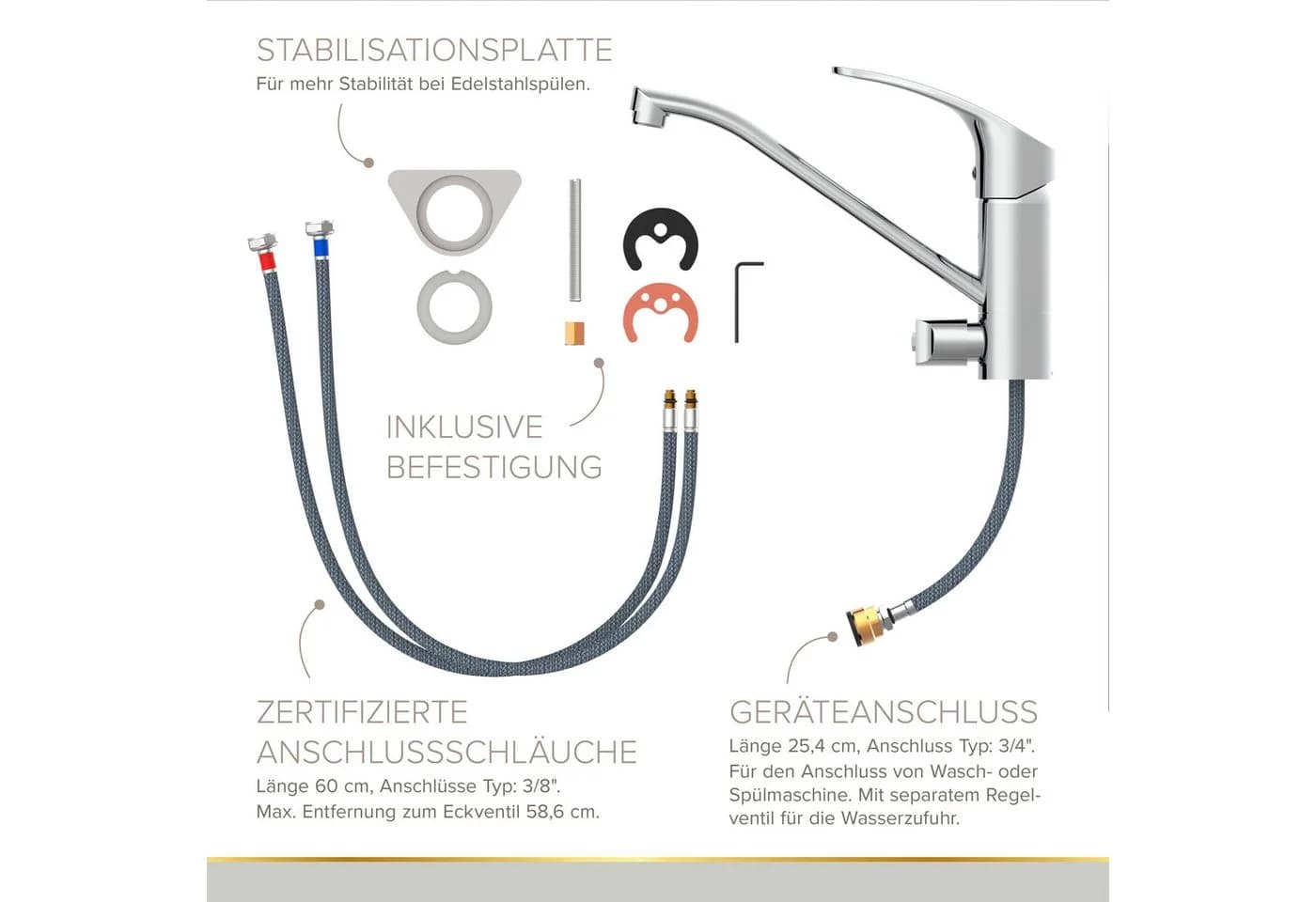 Lenz Küchenarmatur KELA Maschinenanschluss Chrom - Bild 5