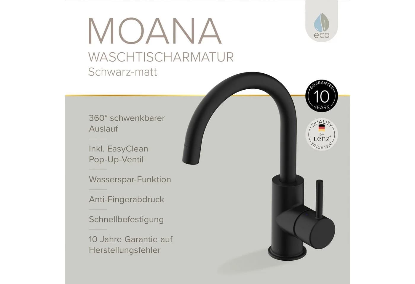 Puristische Waschtischarmatur in mattem Schwarz - Bild 3
