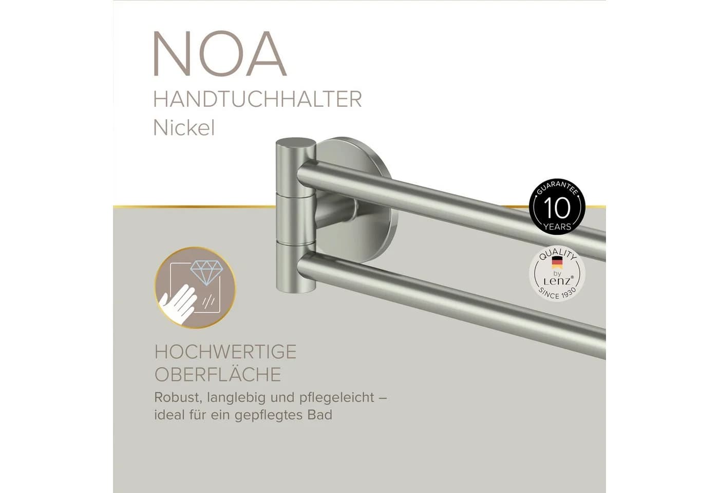 Lenz Doppelhandtuchhalter HYGGE, NOA Nickel - Bild 3