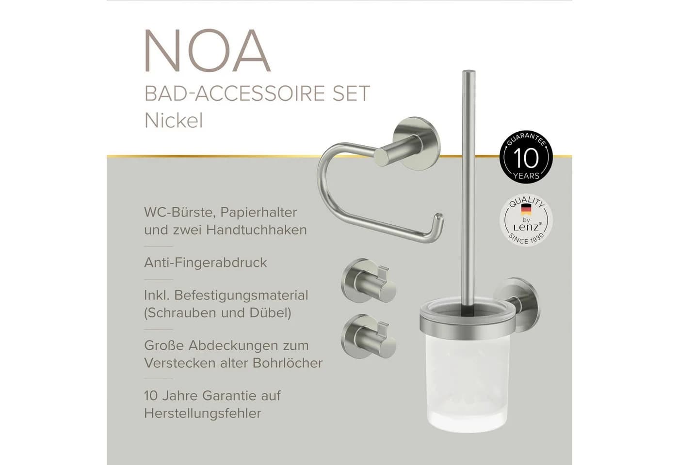 Lenz Badaccessoire-Set HYGGE 4-teilig Nickel-Optik - Bild 3