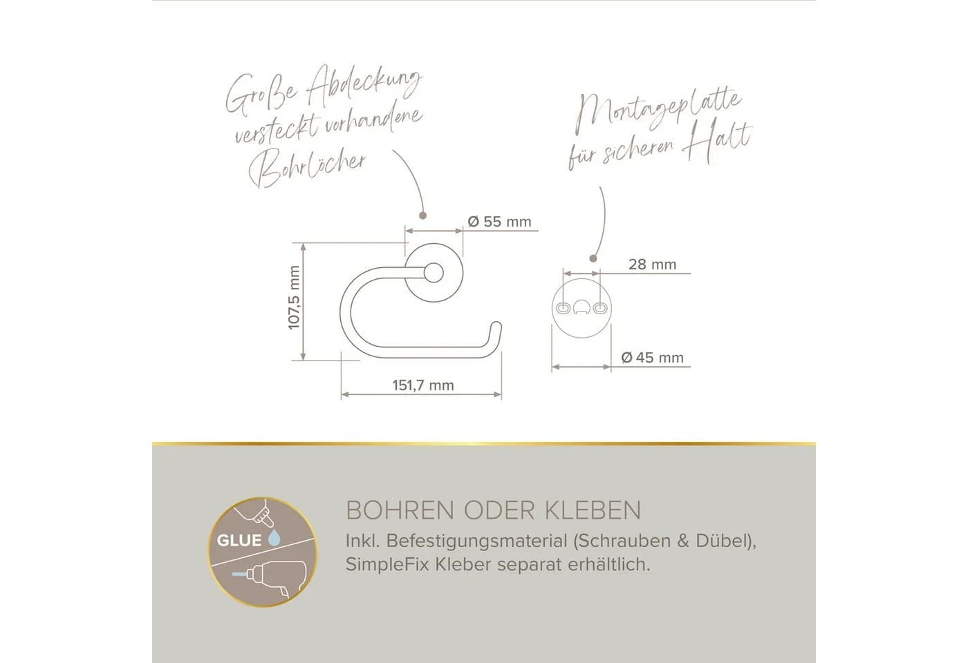 Lenz Toilettenpapierhalter HYGGE Gold - Bild 4
