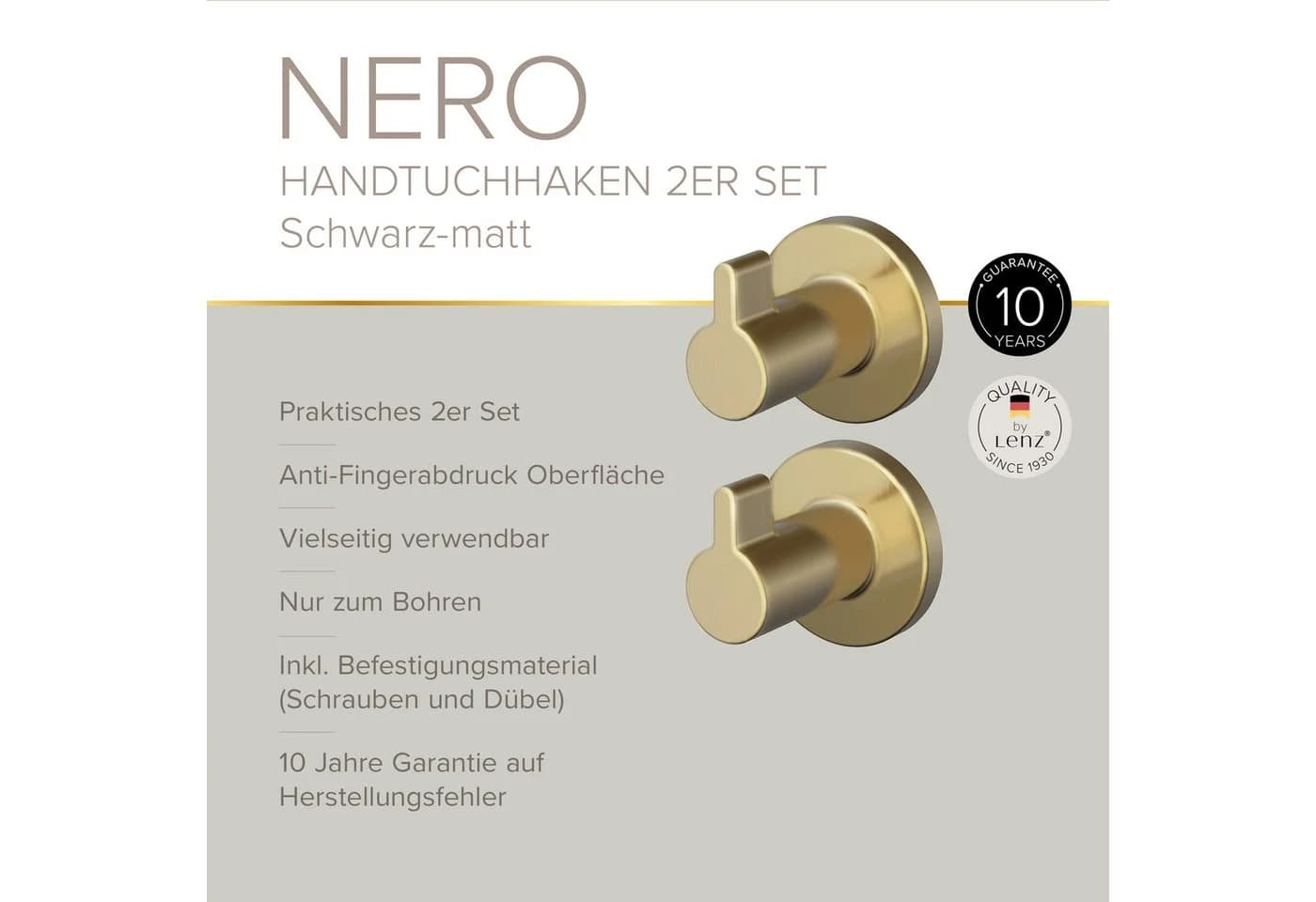Lenz Handtuchhaken HYGGE Gold 2er-Set - Bild 3