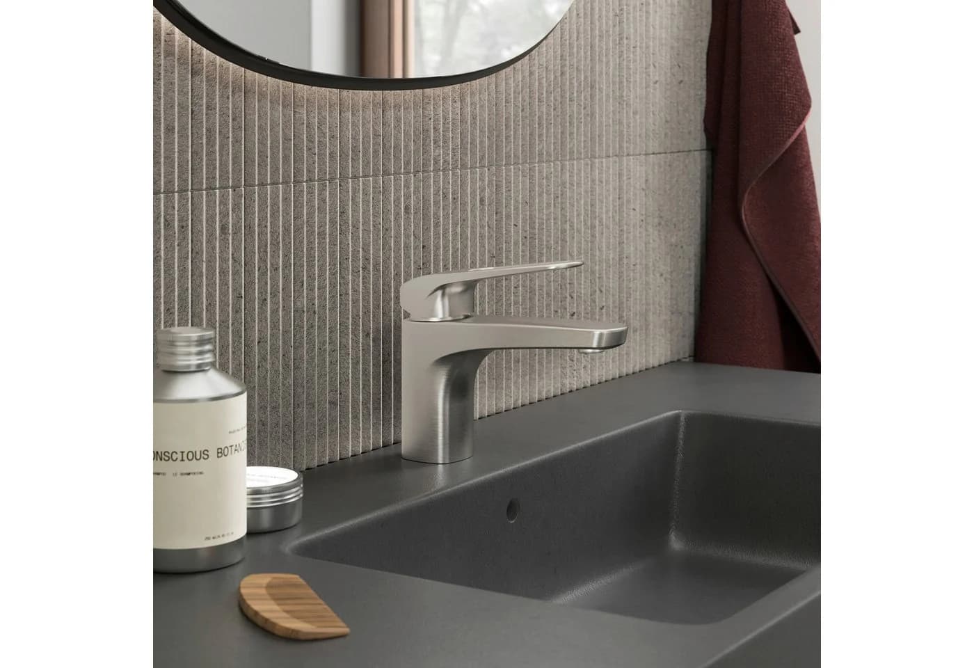 Lenz Waschtischarmatur INOA inkl. Easy Pop-Up-Ventil Edelstahl Grau