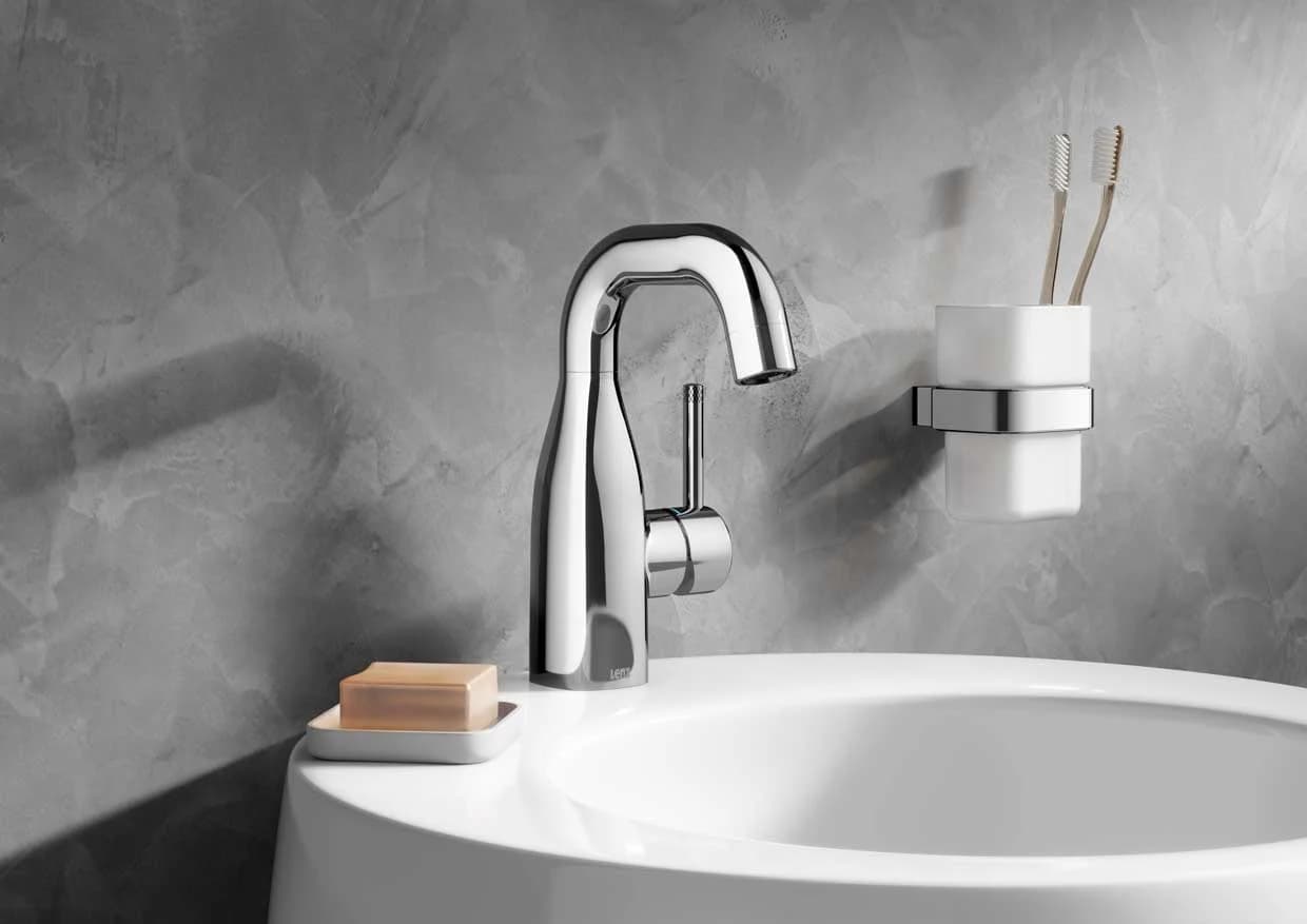 Lenz Waschtischarmatur POLA mit Easy Clean Pop-Up Ventil silber