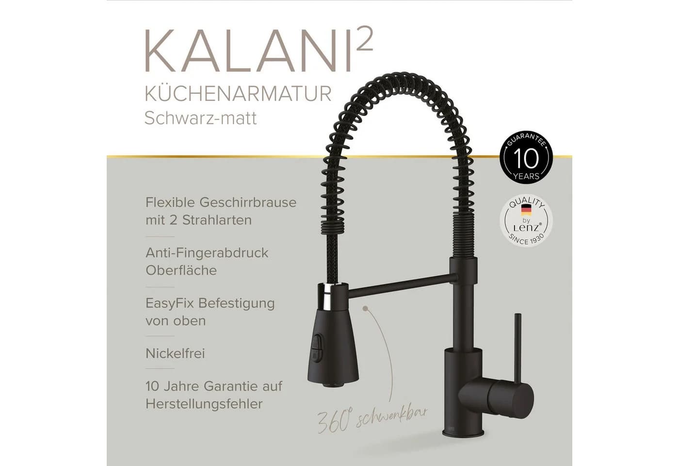 Lenz Küchenarmatur KALANI² Nickelfrei Schwarz - Bild 3