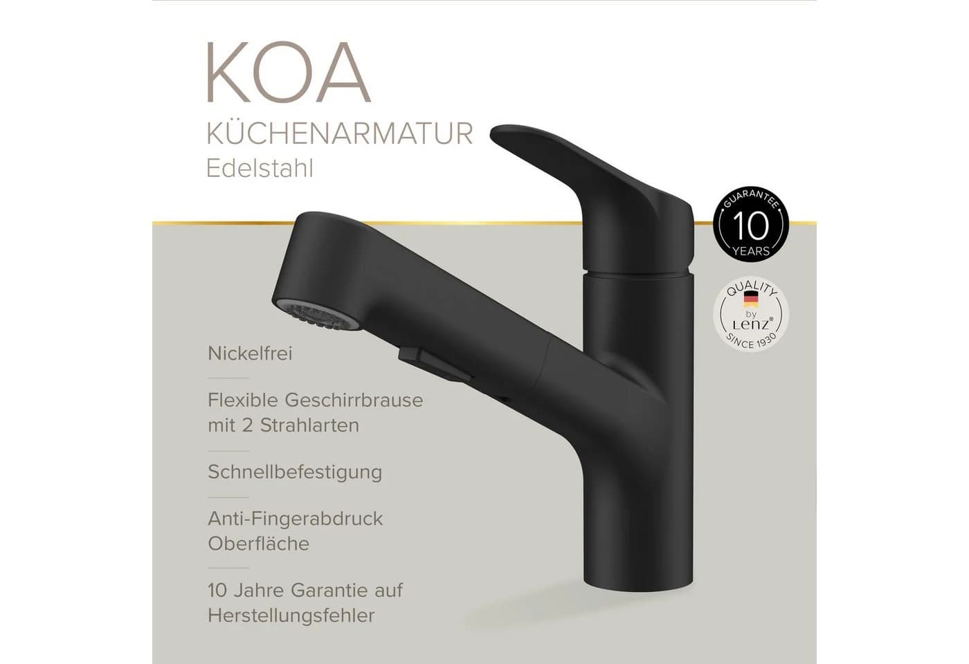 Lenz Küchenarmatur KOA Chrom mit herausziehbarer Brause - Bild 3