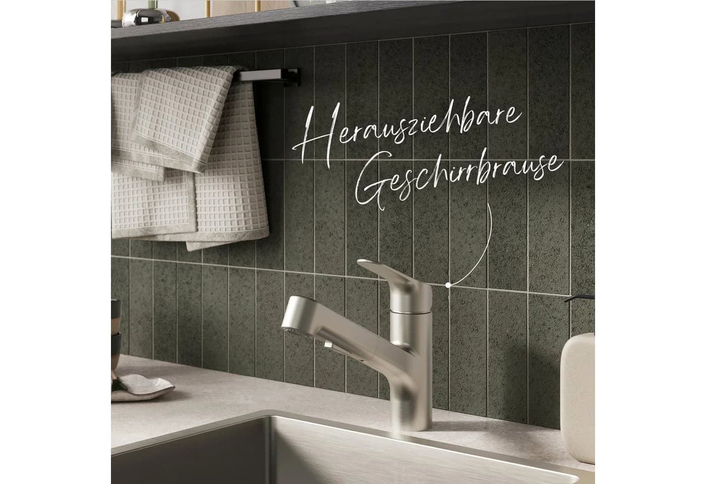 Lenz Küchenarmatur KOA mit herausziehbarer Brause, nickelfrei, chrom