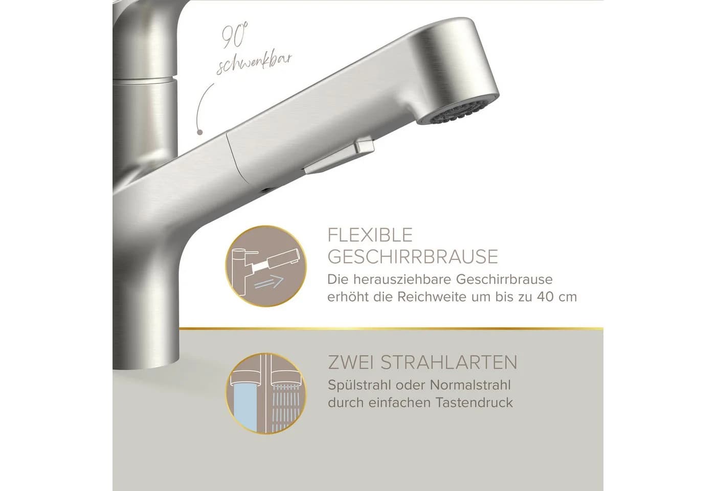 Lenz Küchenarmatur KOA mit herausziehbarer Brause, nickelfrei, chrom - Bild 4