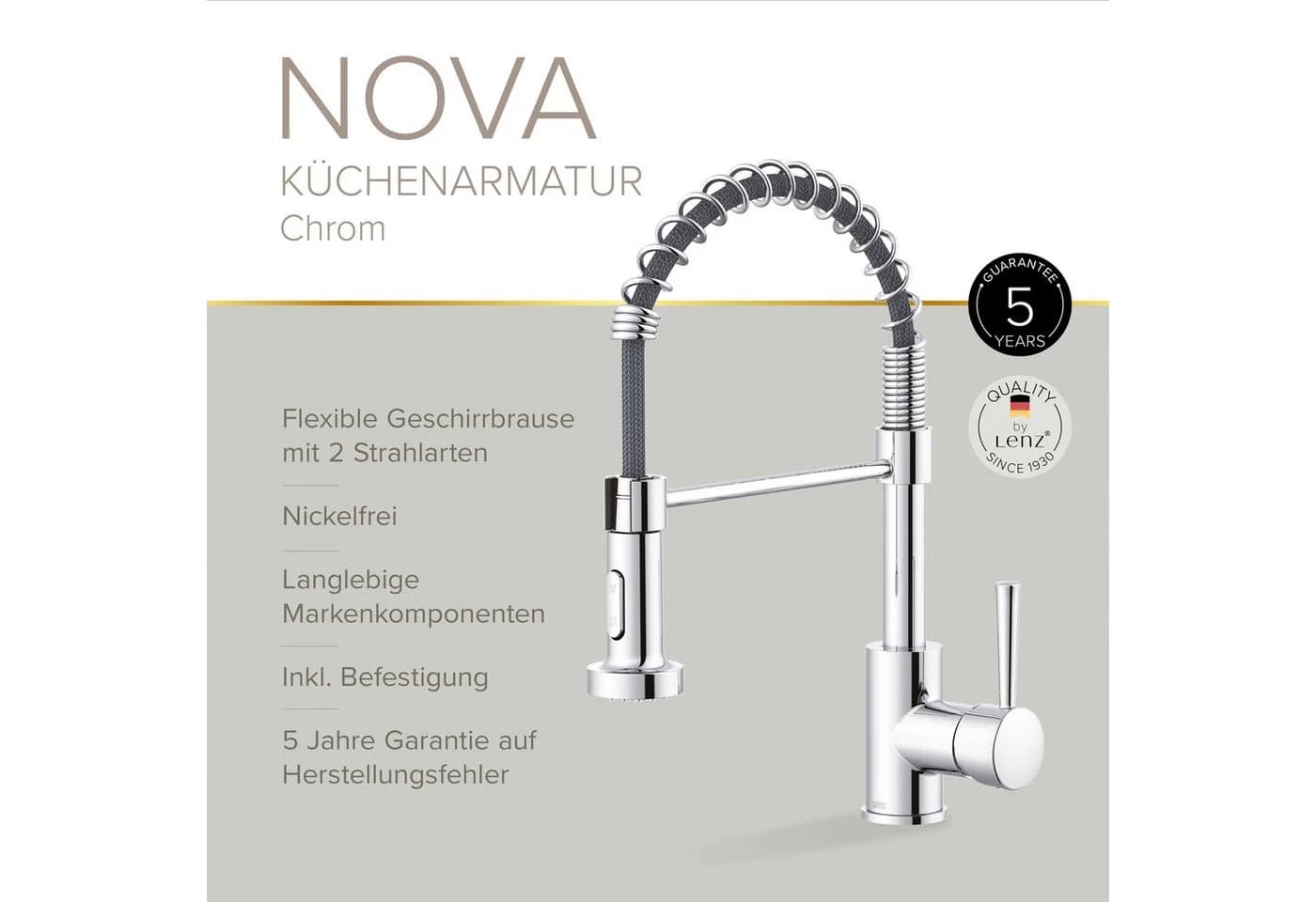Lenz Küchenarmatur NOVA Nickelfrei Chrom - Bild 3