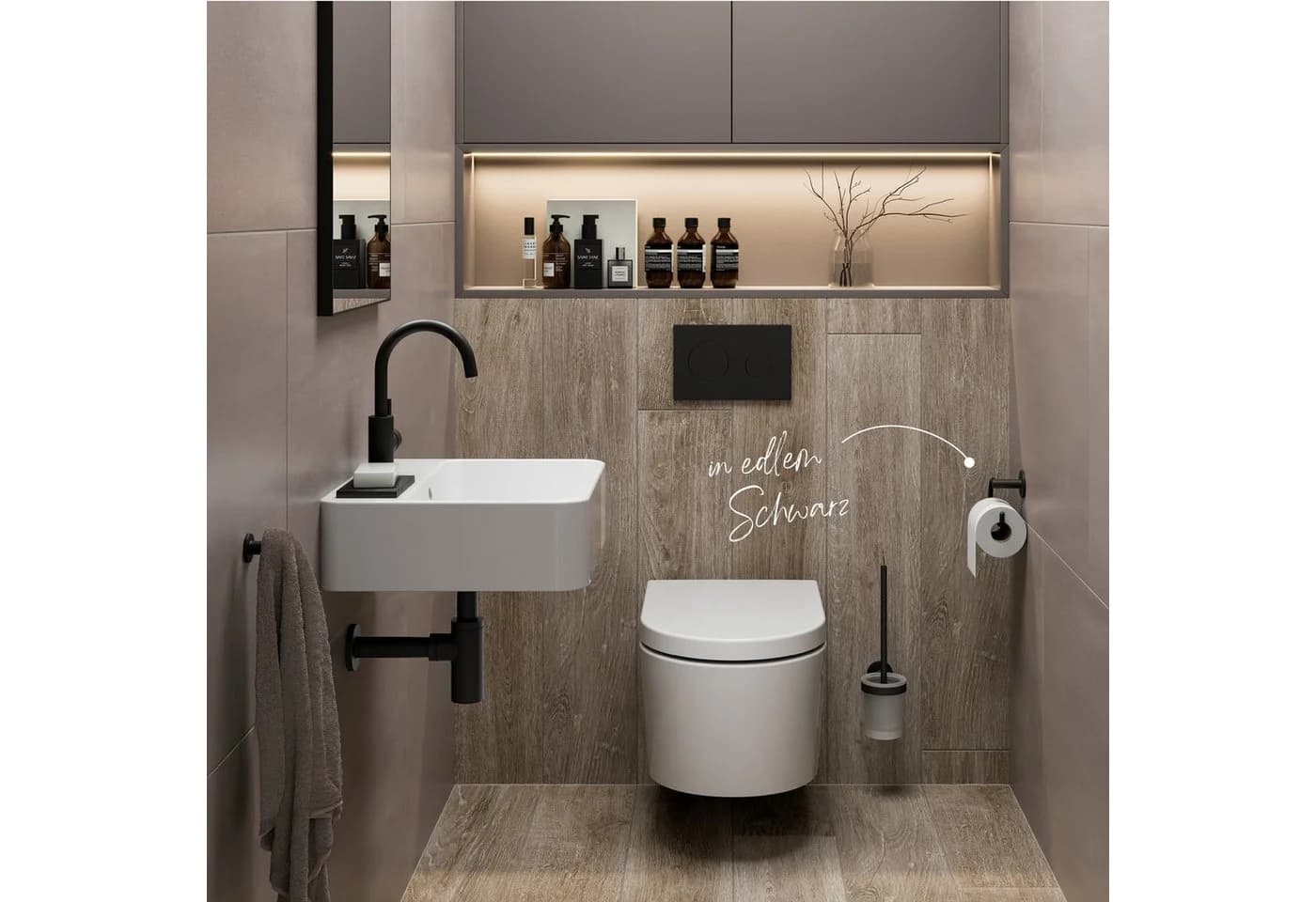 Lenz Badaccessoire-Set HYGGE 4-teilig Schwarz-Matt