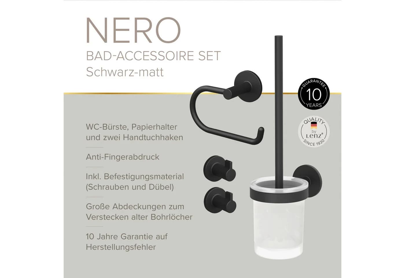 Lenz Badaccessoire-Set HYGGE 4-teilig Schwarz-Matt - Bild 3