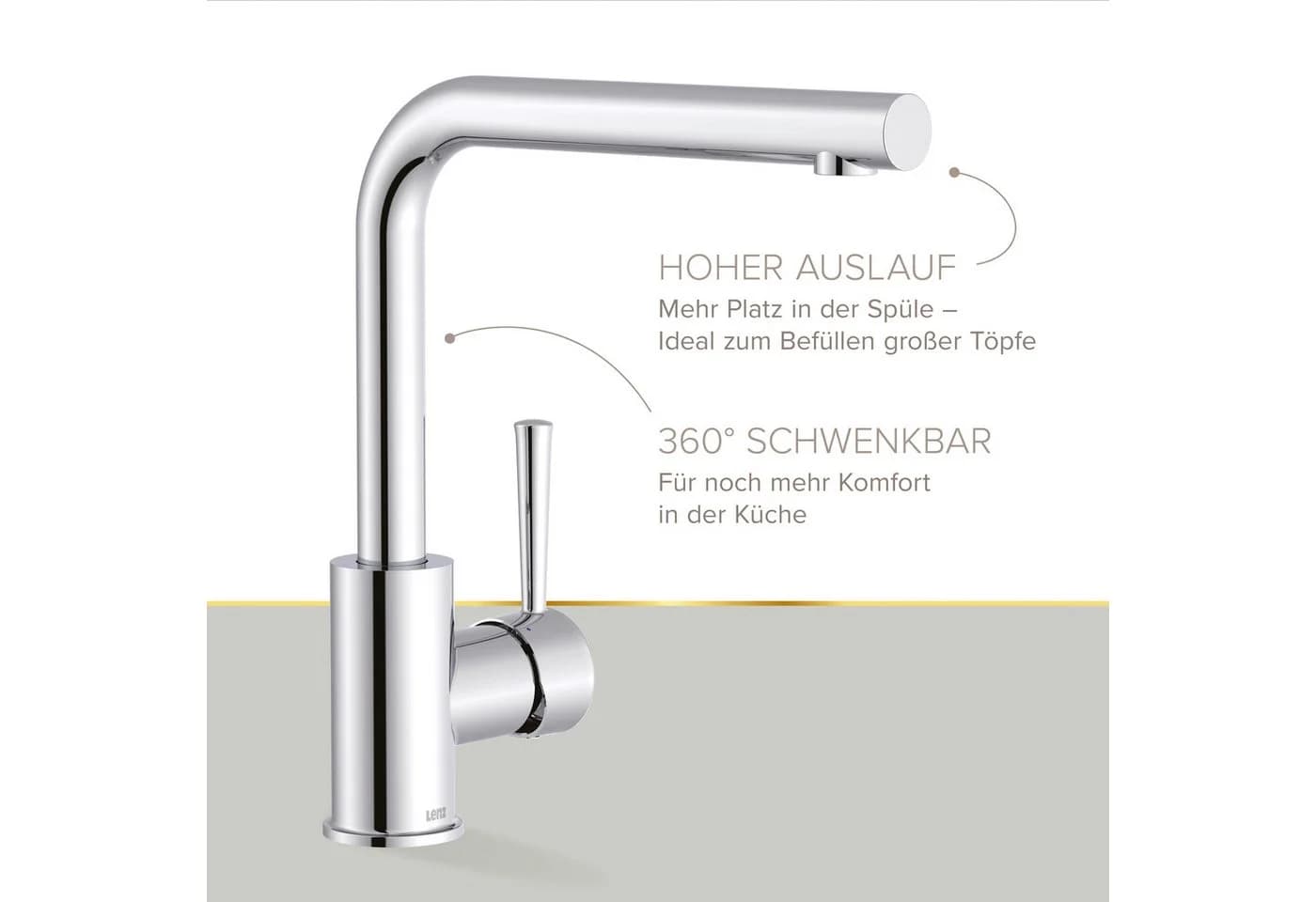 Lenz Küchenarmatur OLINA 360° Schwenkbar Chrom - Bild 4