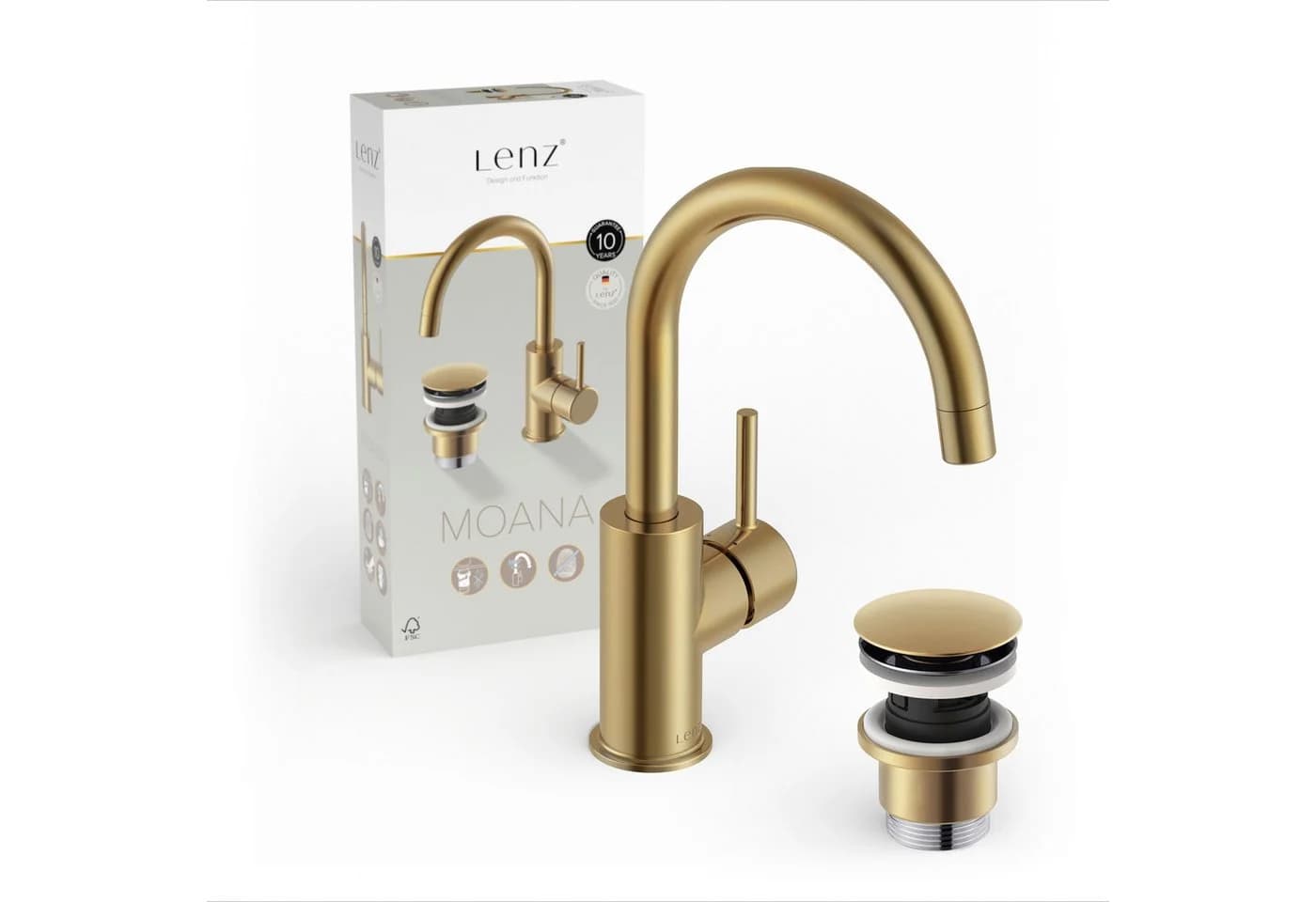Lenz Waschtischarmatur MOANA Gold 360° schwenkbar - Bild 2