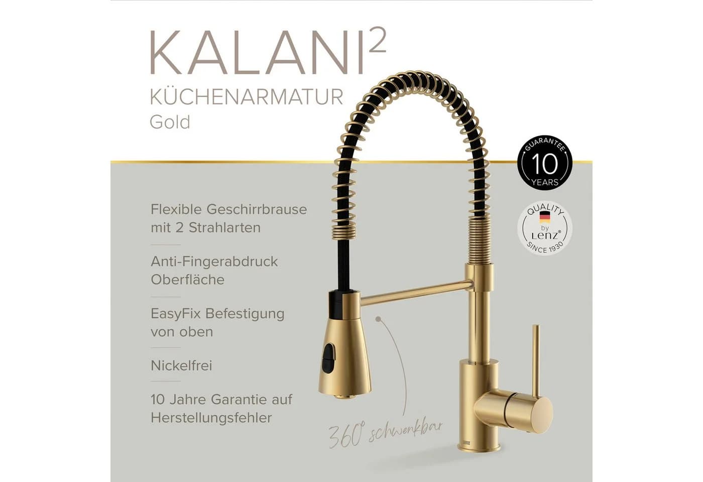 Lenz Küchenarmatur KALANI² Nickelfrei Gold - Bild 3