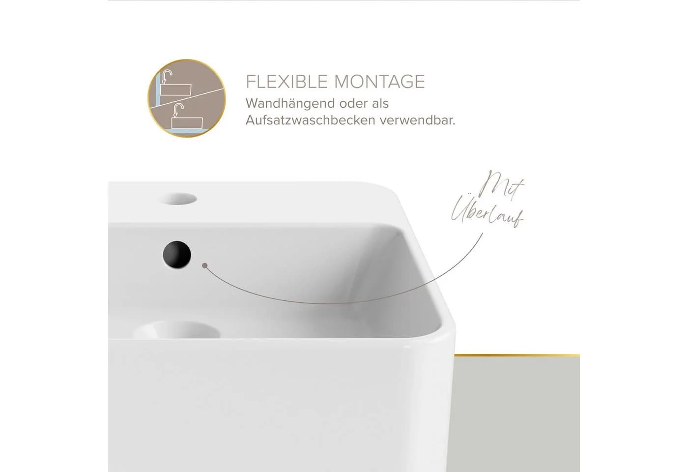 Lenz WC-Komplettset PERFECT FIT Wandhängend mit Waschbecken und Armatur Gold - Bild 4