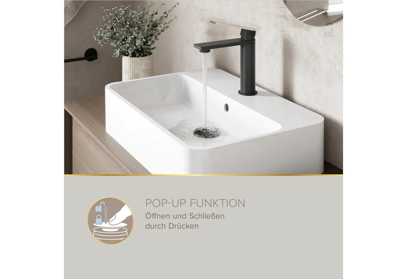 Lenz EasyClean Pop-Up-Ventil Waschbeckenstöpsel Gold - Bild 5