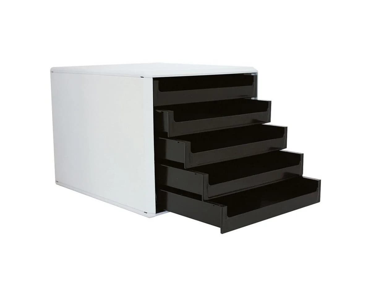 Metzger & Mendle Schubladenbox 5 Schubladen Grau Stapelbar