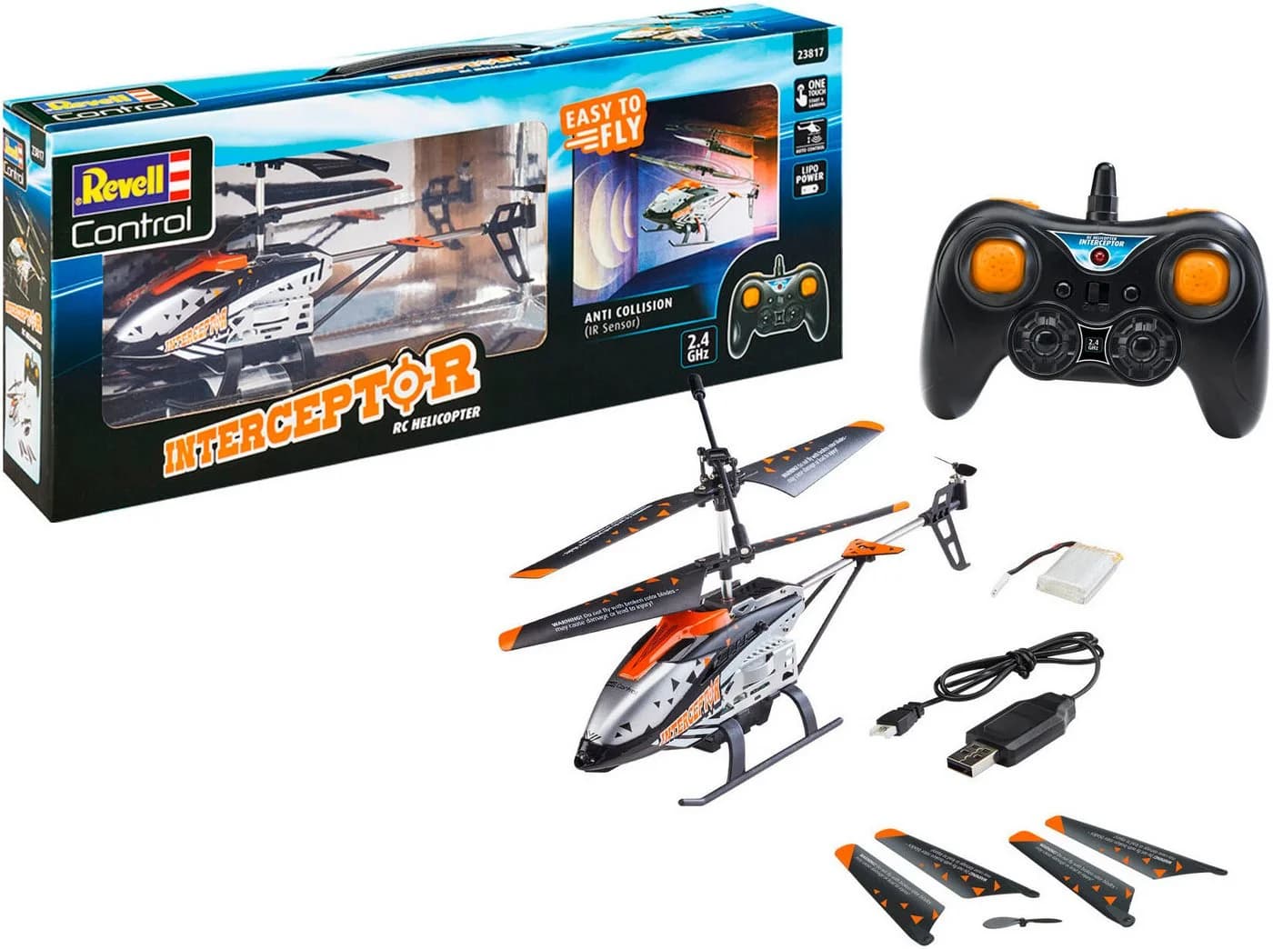 Revell RC-Helikopter Interceptor Anti Collision 2,4GHz Orange/Schwarz - Bild 2