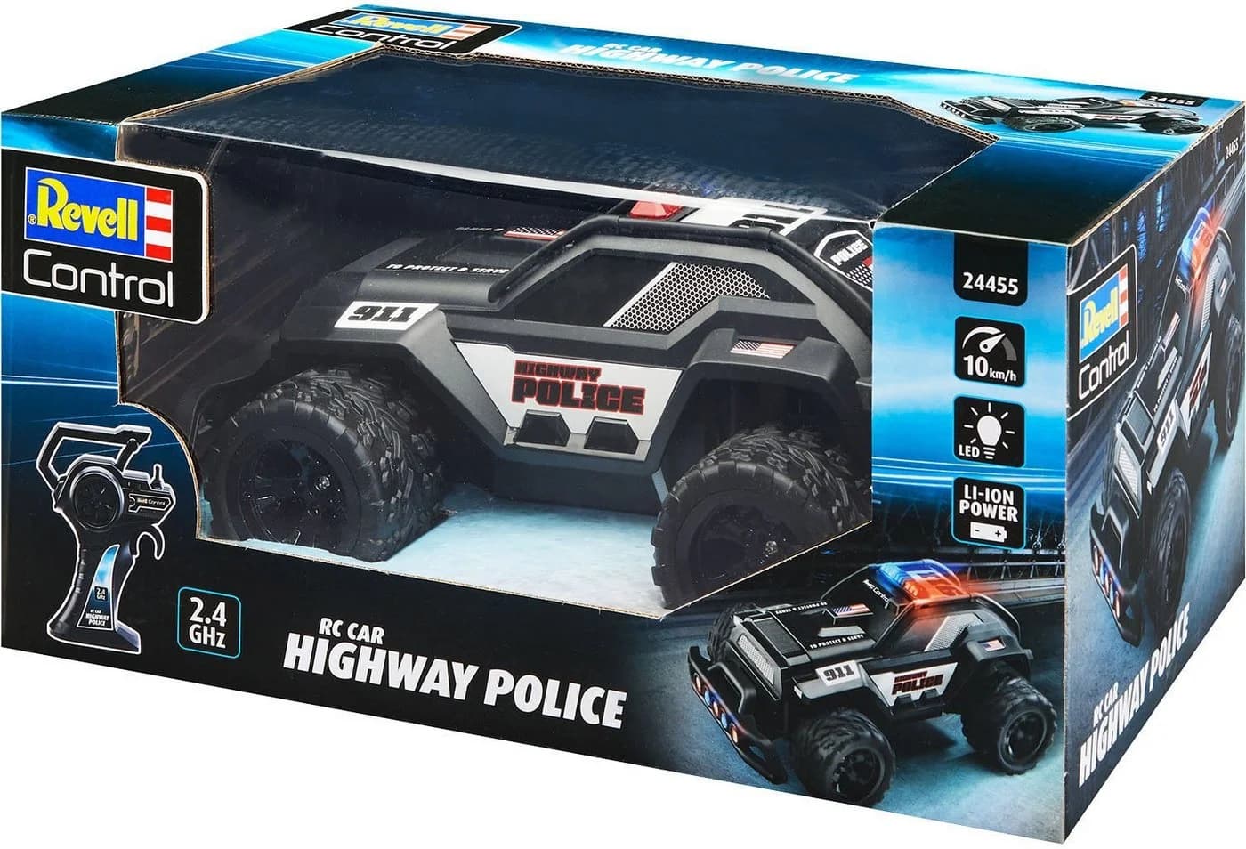 Revell RC-Auto Highway Police Rot/Schwarz mit LED Blaulichtbalken
