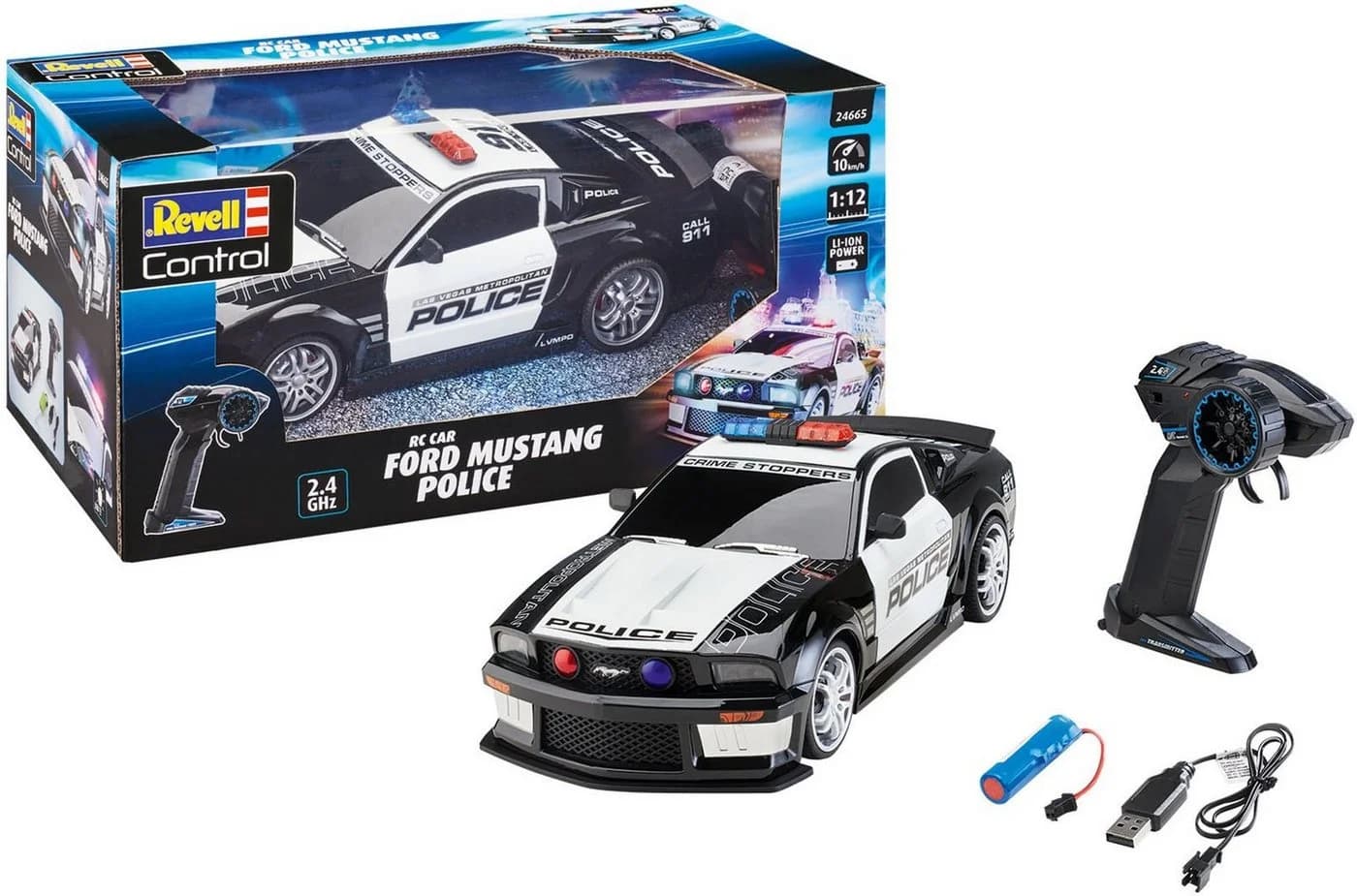 Revell RC-Auto Ford Mustang Police Schwarz 1:12 Maßstab - Bild 2