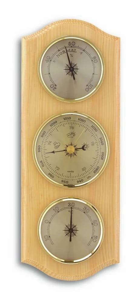 TFA Dostmann TFA 20.1000 Massivholz-Wetterstation Barometer Thermometer Hygrometer - Bild 2