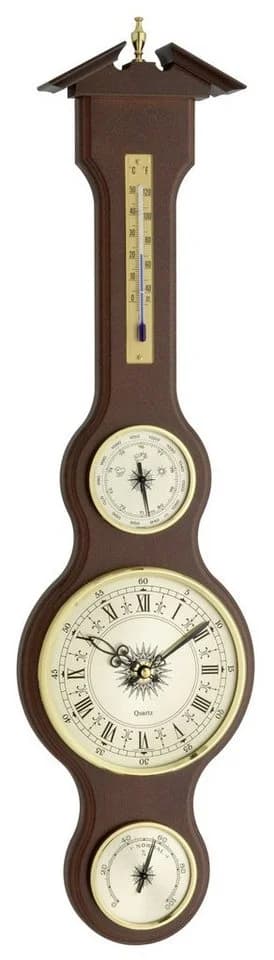 TFA Dostmann Wetterstation Wanduhr aus Massivholz Sheraton Stil