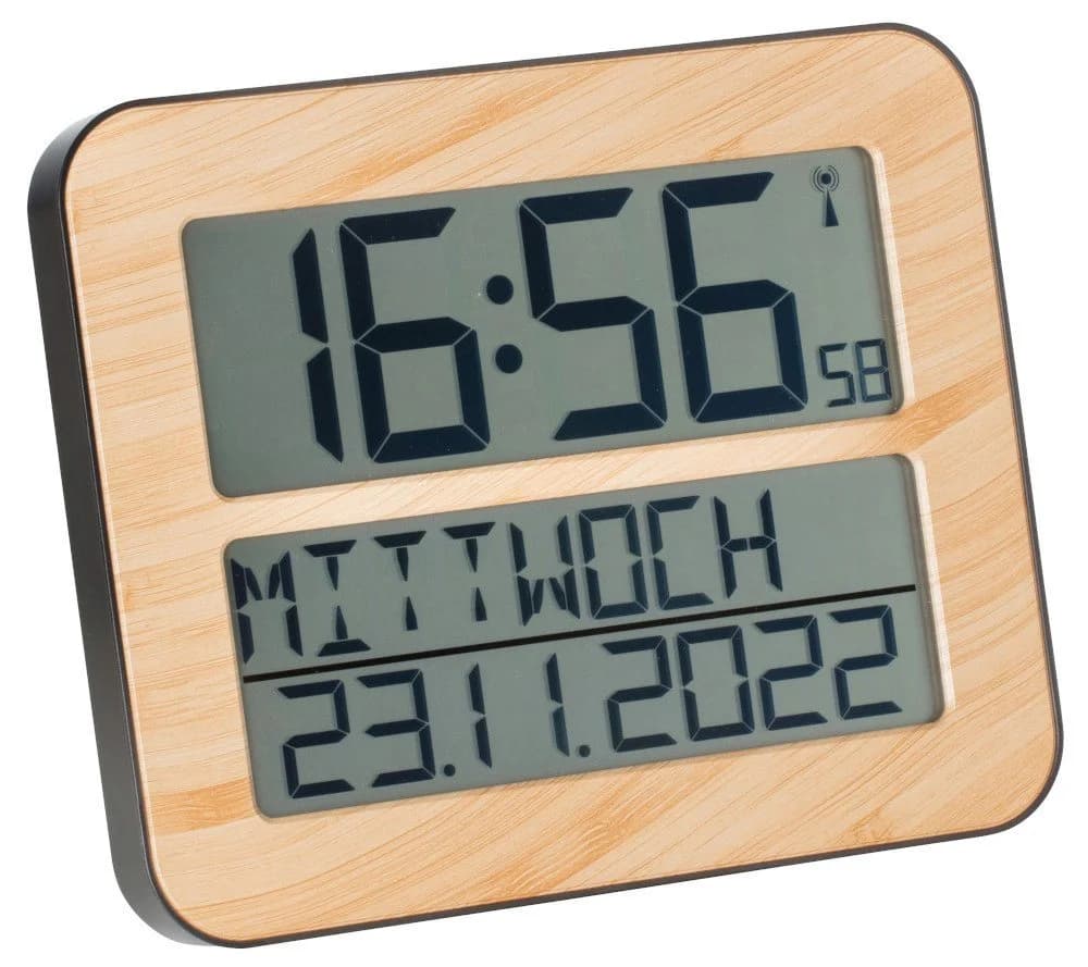 TFA Dostmann Funkwanduhr TimeLine Max Digitale Uhr Holz-Optik - Bild 2
