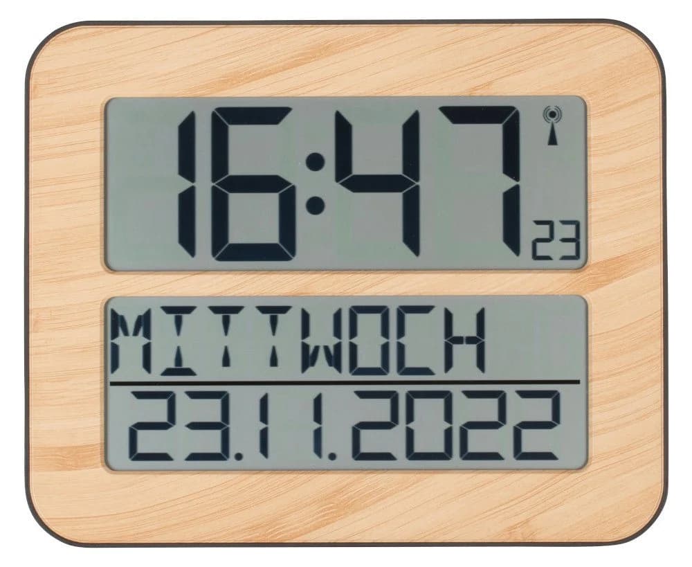 TFA Dostmann Funkwanduhr TimeLine Max Digitale Uhr Holz-Optik - Bild 3