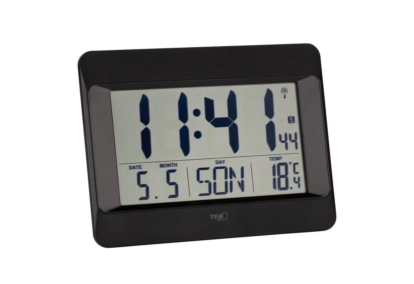 TFA Dostmann Funkwanduhr Digital Silber mit Temperaturanzeige - Bild 4