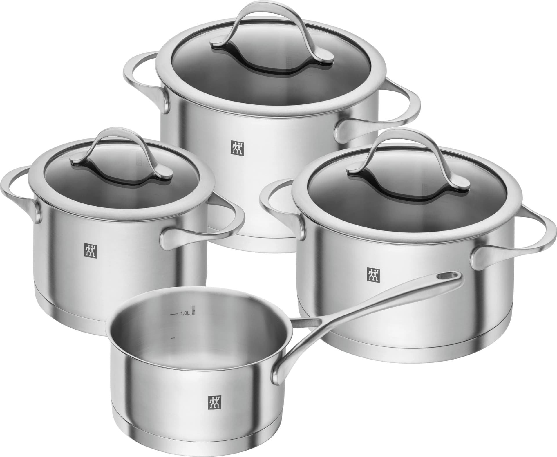 Zwilling Essence Topf-Set 4-teilig Silber Edelstahl Sandwichboden