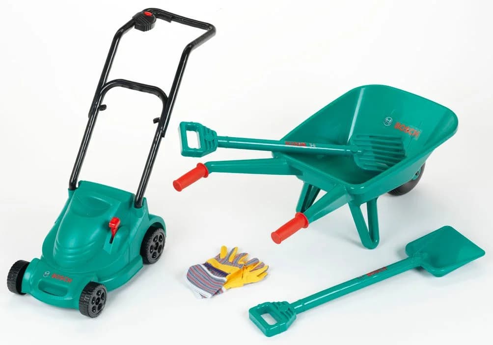 Klein Kinder-Gartenset Spielzeug Rasenmäher und Schubkarre 5-tlg. Made in Germany - Bild 2