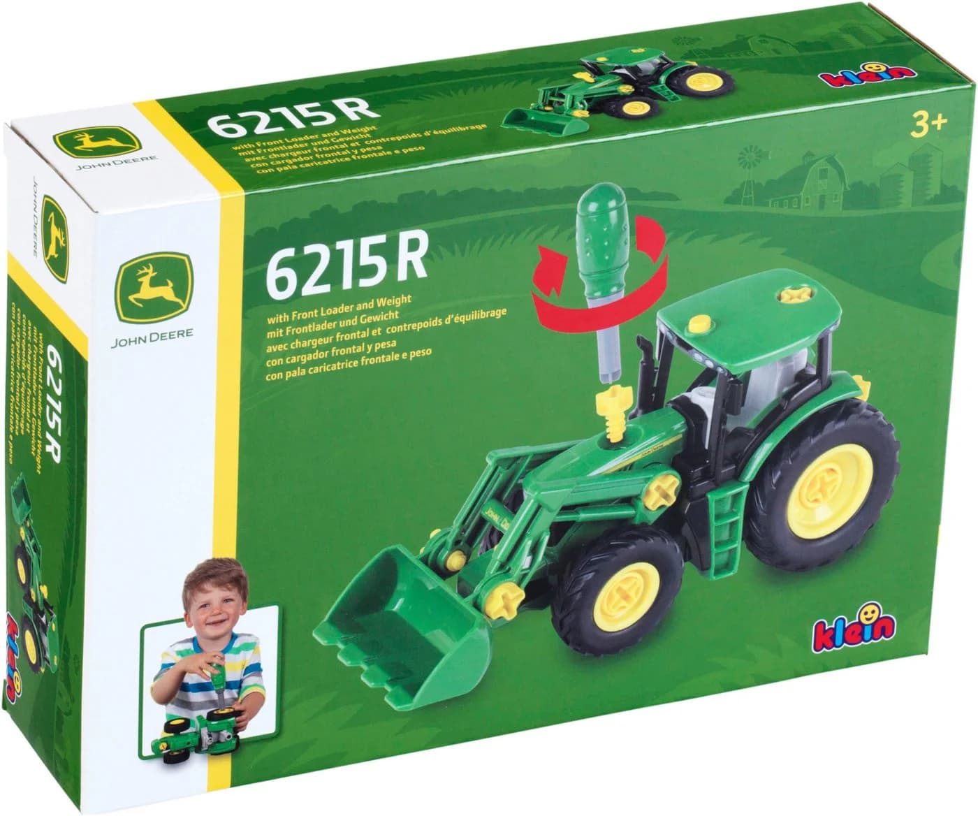 Klein Spielzeug-Traktor John Deere mit Frontlader Grün - Bild 4
