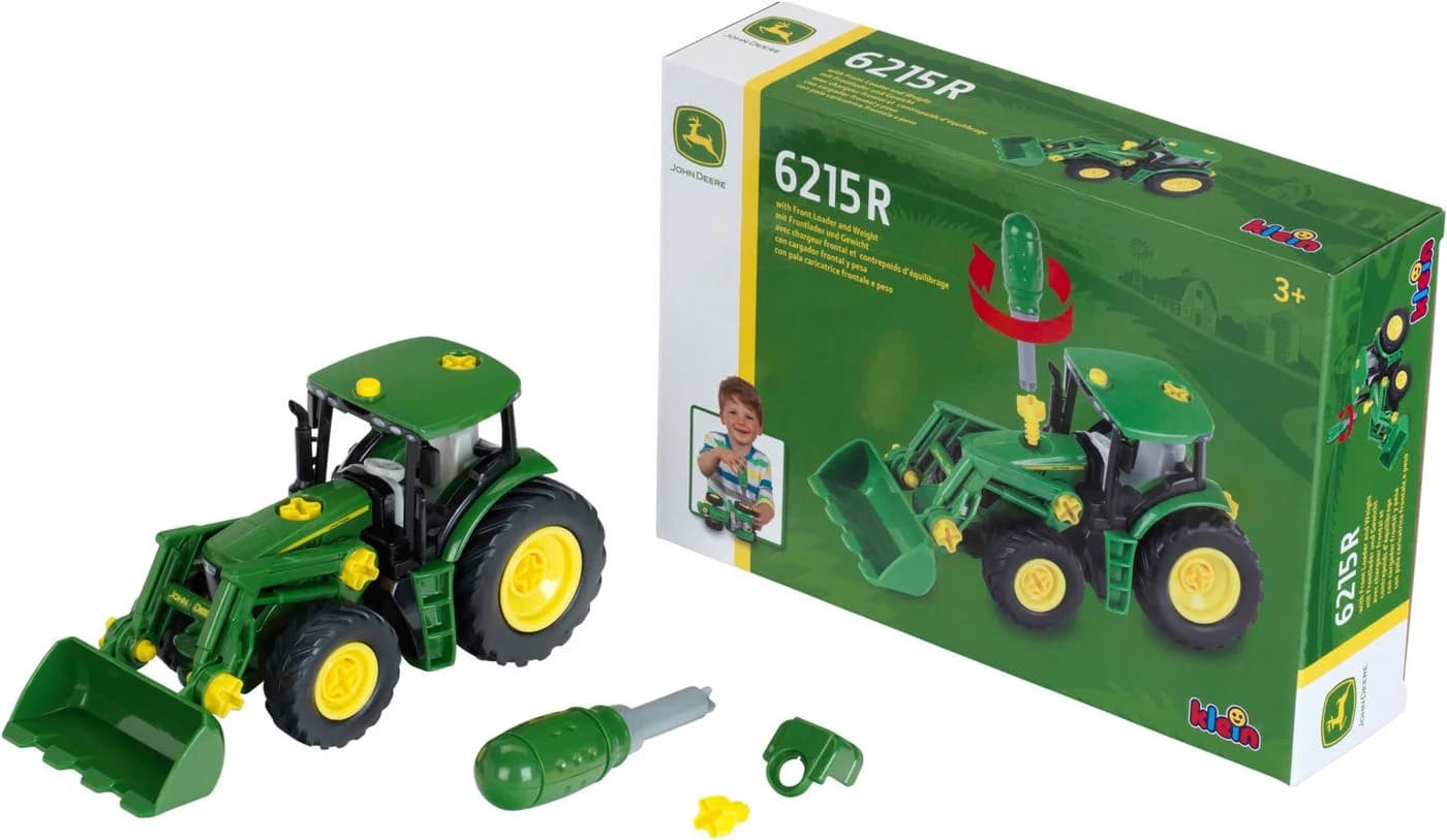 Klein Spielzeug-Traktor John Deere mit Frontlader Grün - Bild 5