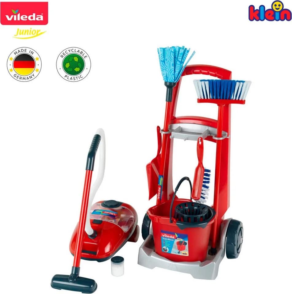 KLEIN Kinder-Putzwagen Vileda mit Staubsauger rot