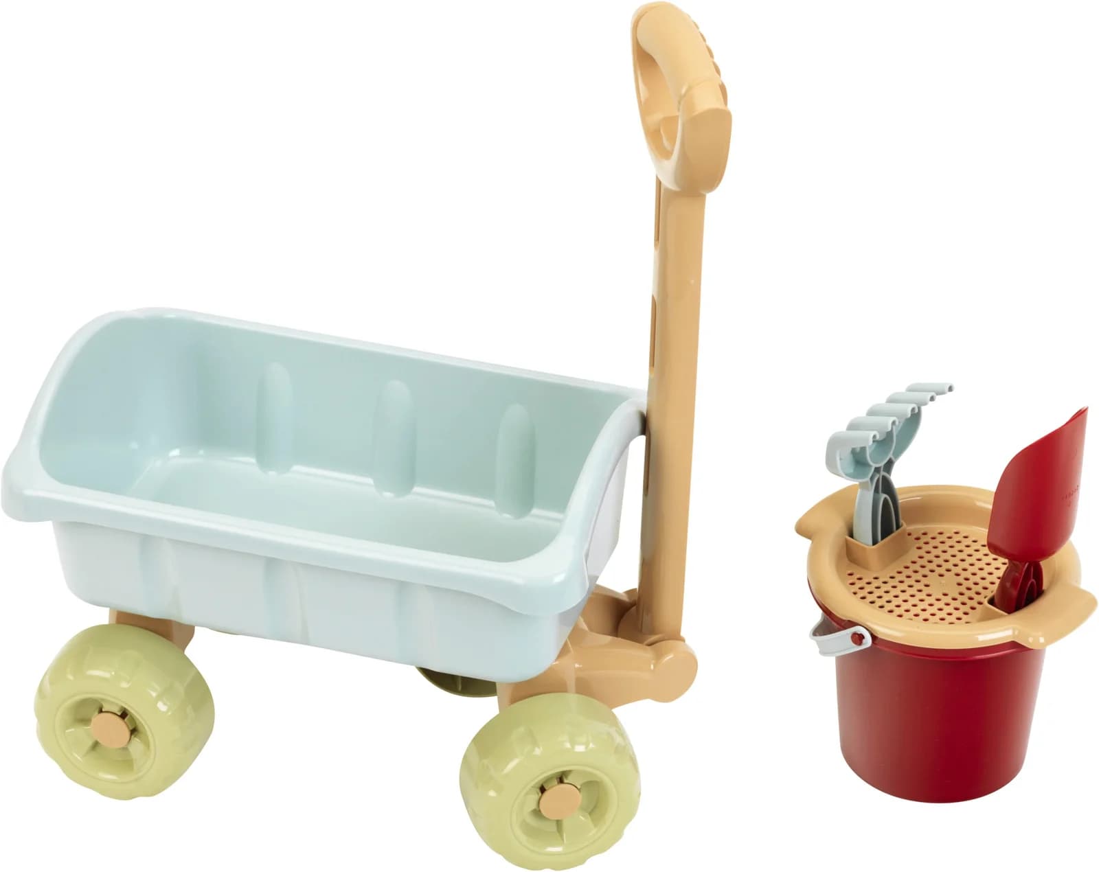 KLEIN Bollerwagen Little Foot mit Eimerset blau/beige aus Recyclingkunststoff