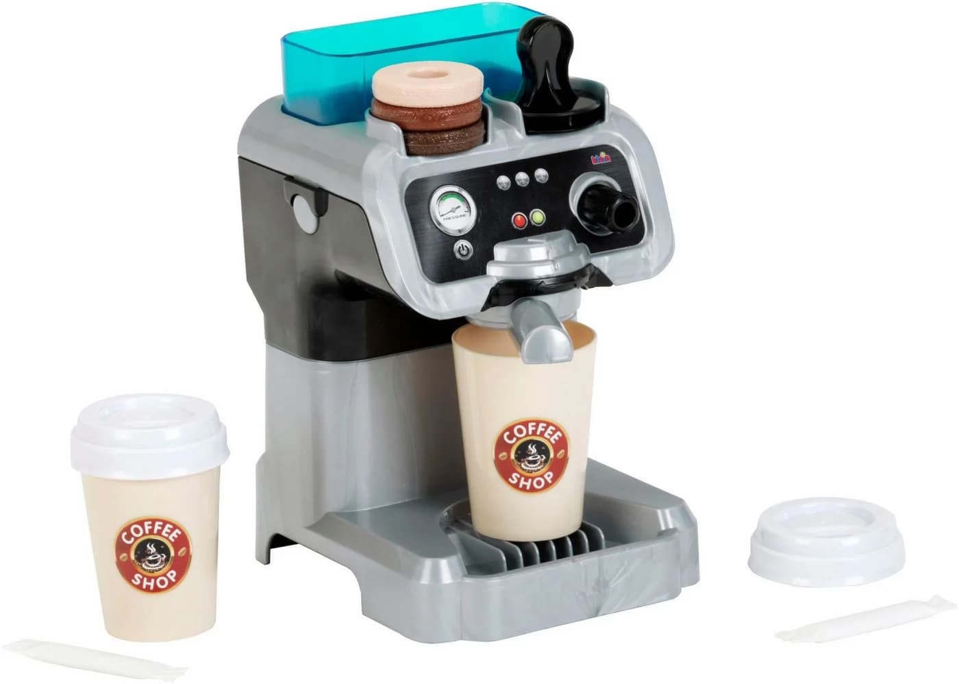 Klein Kinder-Kaffeemaschine My Market Barista Espressomaschine Silber