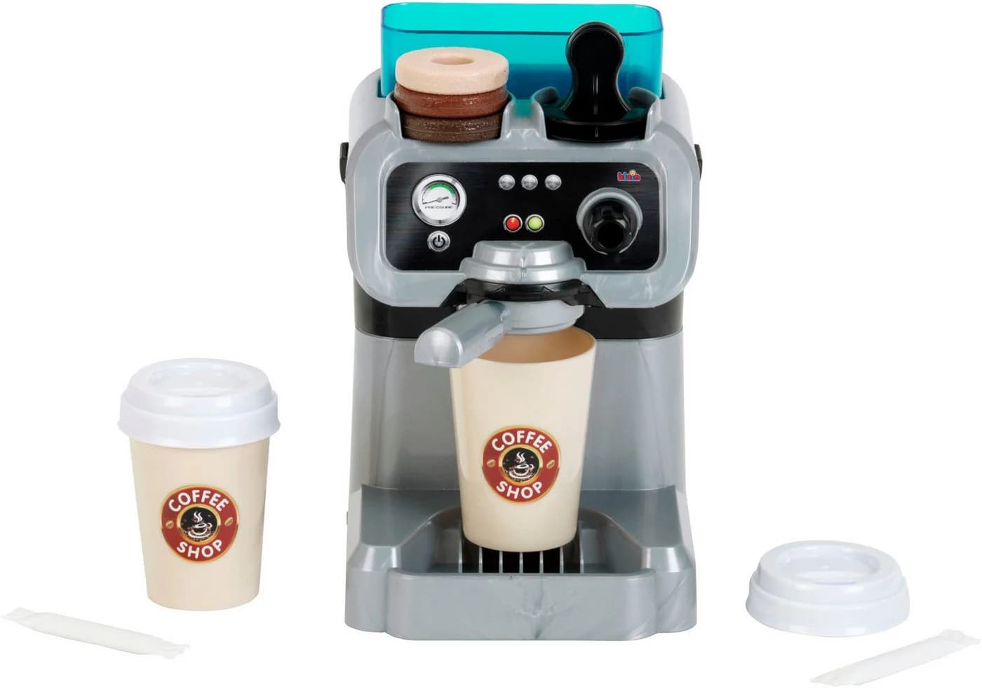 Klein Kinder-Kaffeemaschine My Market Barista Espressomaschine Silber - Bild 2