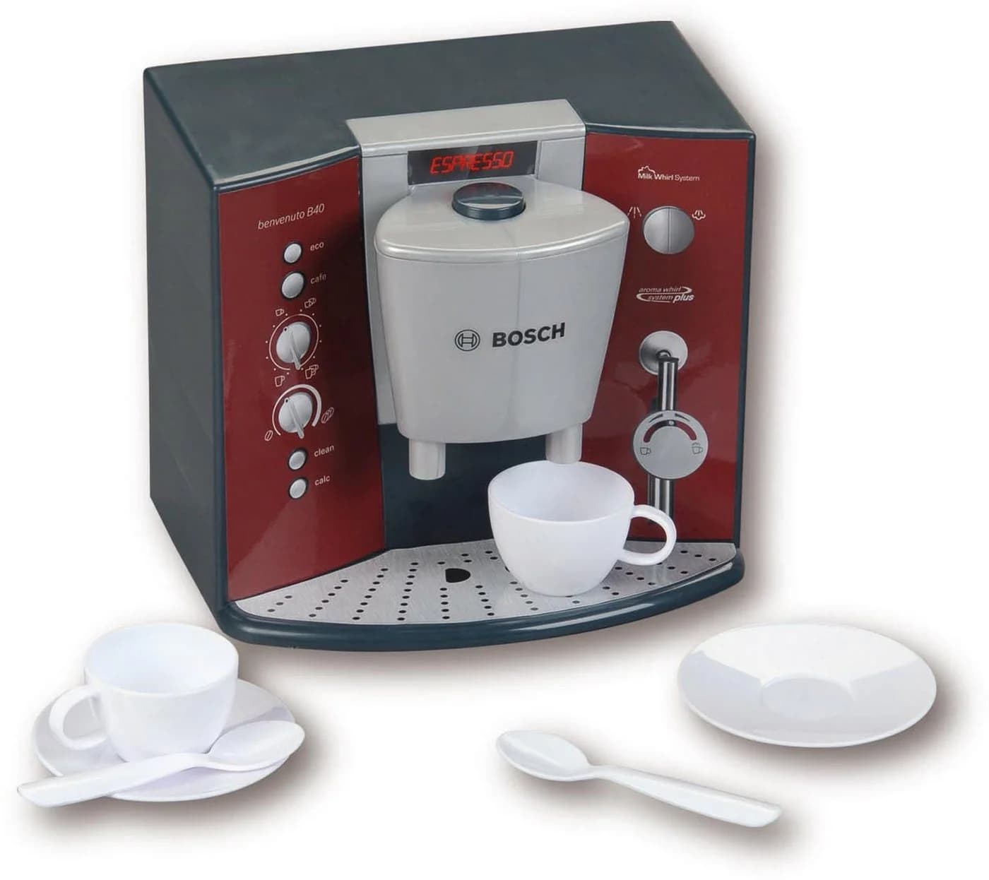 Klein Kinder-Kaffeemaschine Bosch mit Sound & Espressoset Rot Grau