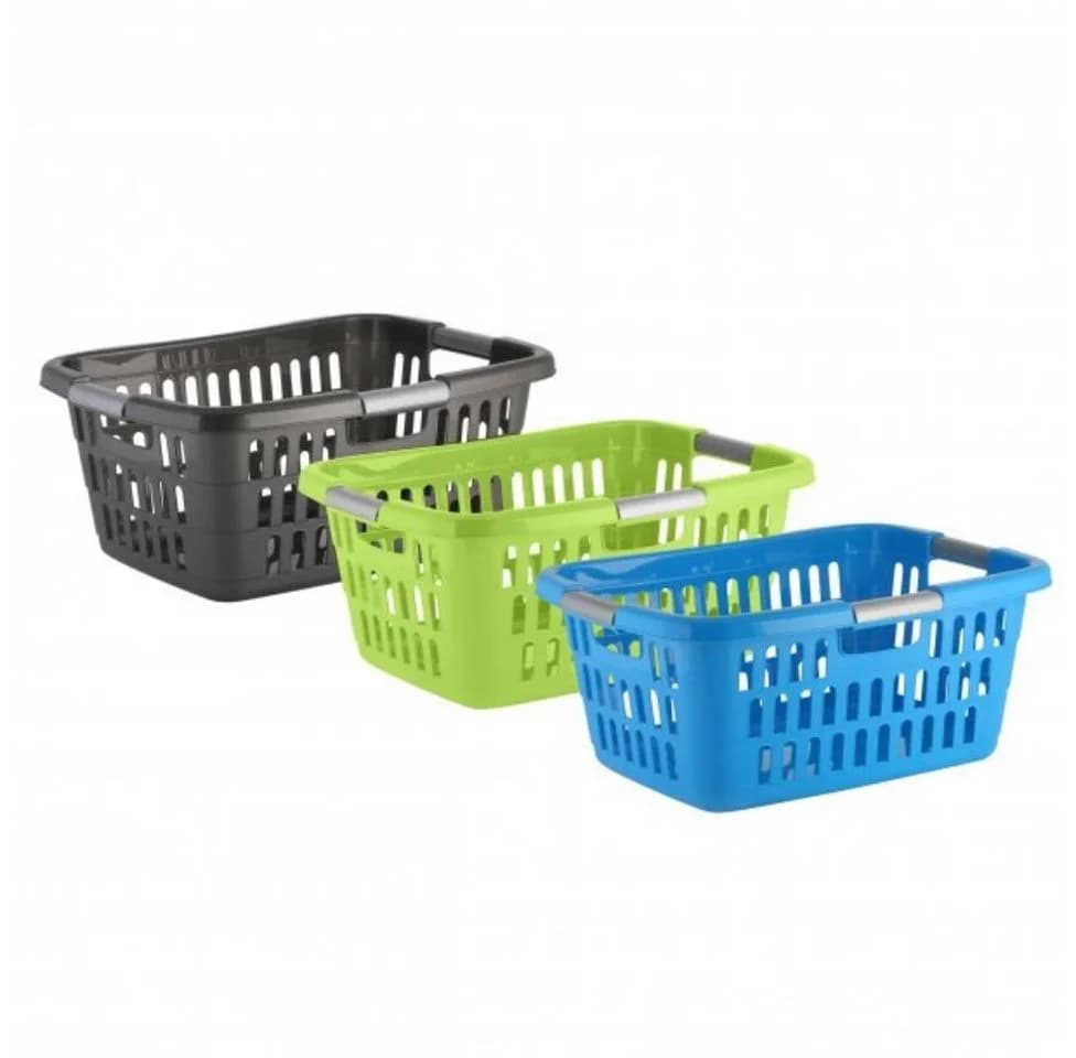 axentia Wäschekorb Ergonomic 25l Kunststoff Antracit/Grün/Blau