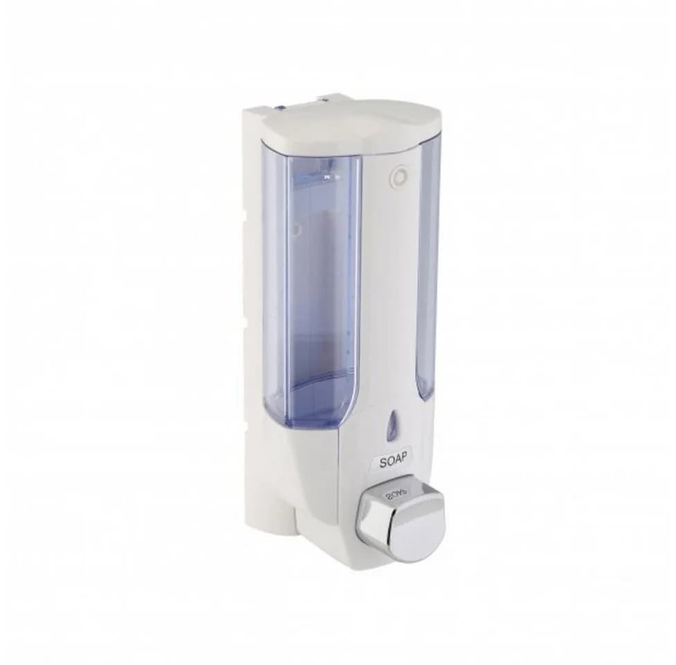 axentia Wand-Seifenspender 380 ml Weiß Transparent mit Sichtfenster