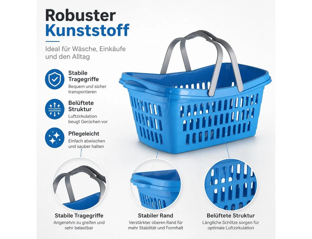 Testrut Wäschekorb Farbenfroh Kunststoff 60 cm Robust und Praktisch - Bild 3