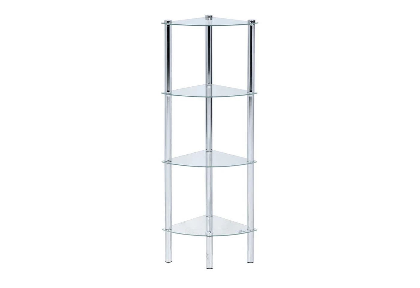 Axentia Badregal Glas-Eckregal Badezimmerregal Standregal aus Glas mit 4 Böden