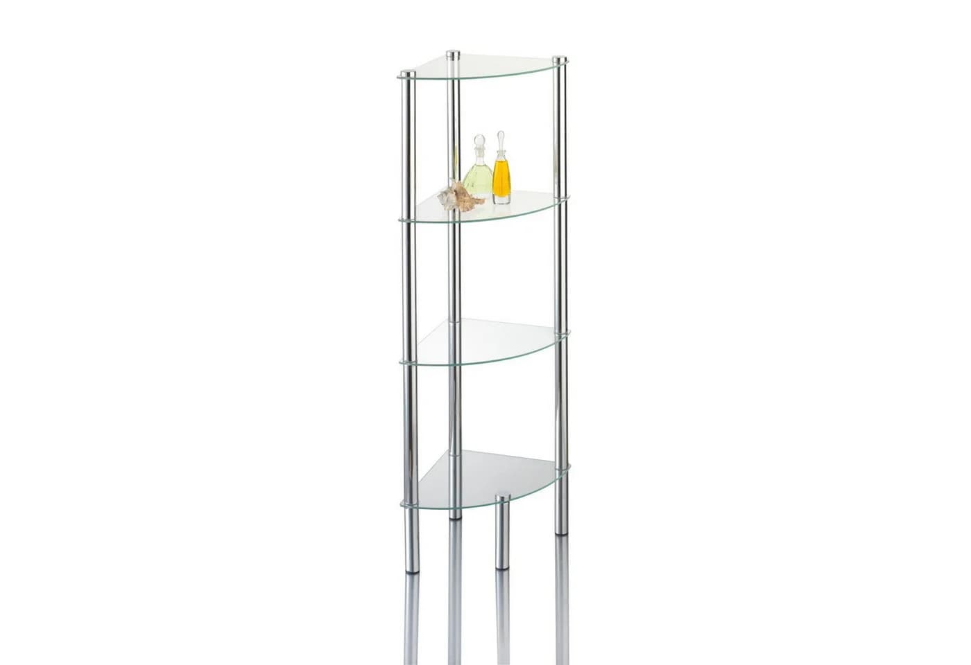 Axentia Badregal Glas-Eckregal Badezimmerregal Standregal aus Glas mit 4 Böden - Bild 2