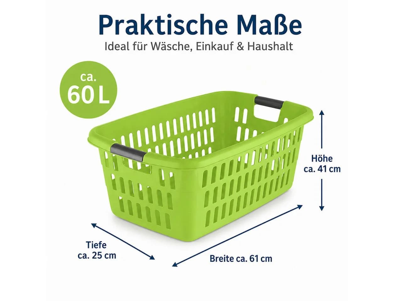axentia Wäschekorb Kunststoff Anthrazit/Grün/Blau