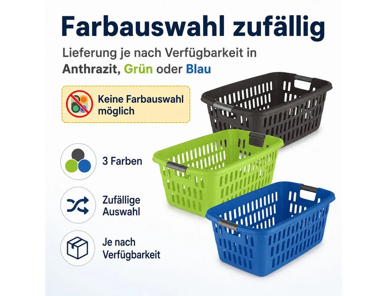 axentia Wäschekorb Kunststoff Anthrazit/Grün/Blau - Bild 4