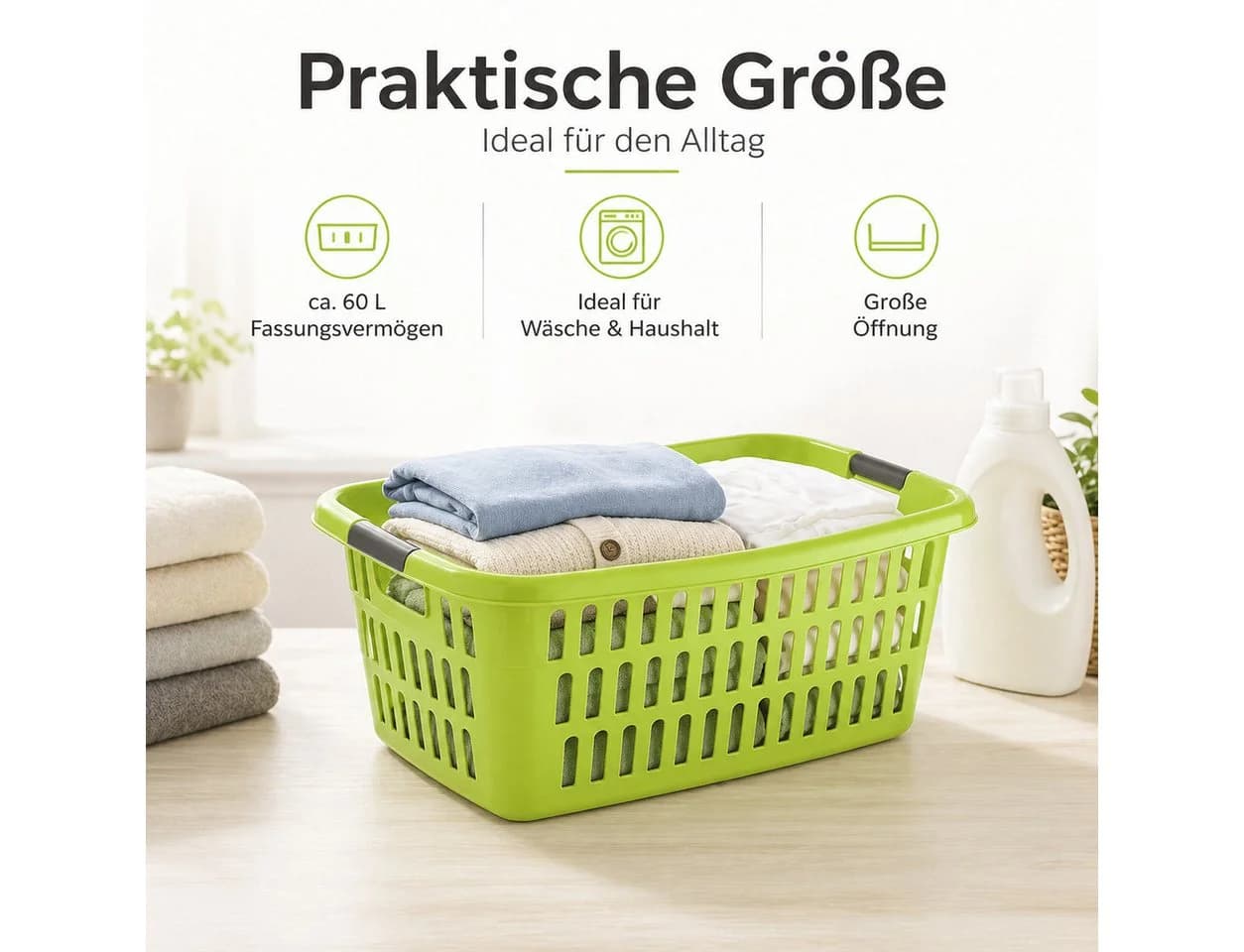 axentia Wäschekorb Kunststoff Anthrazit/Grün/Blau - Bild 5