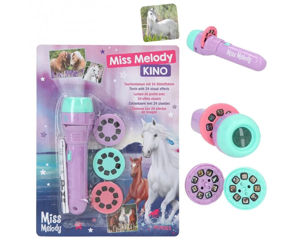 Depesche Spiel Miss Melody Taschenlampe mit Pferde-Projektionen Lila Türkis