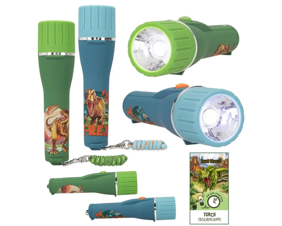 Depesche Dino World Taschenlampe mit Timer Grün/Blau