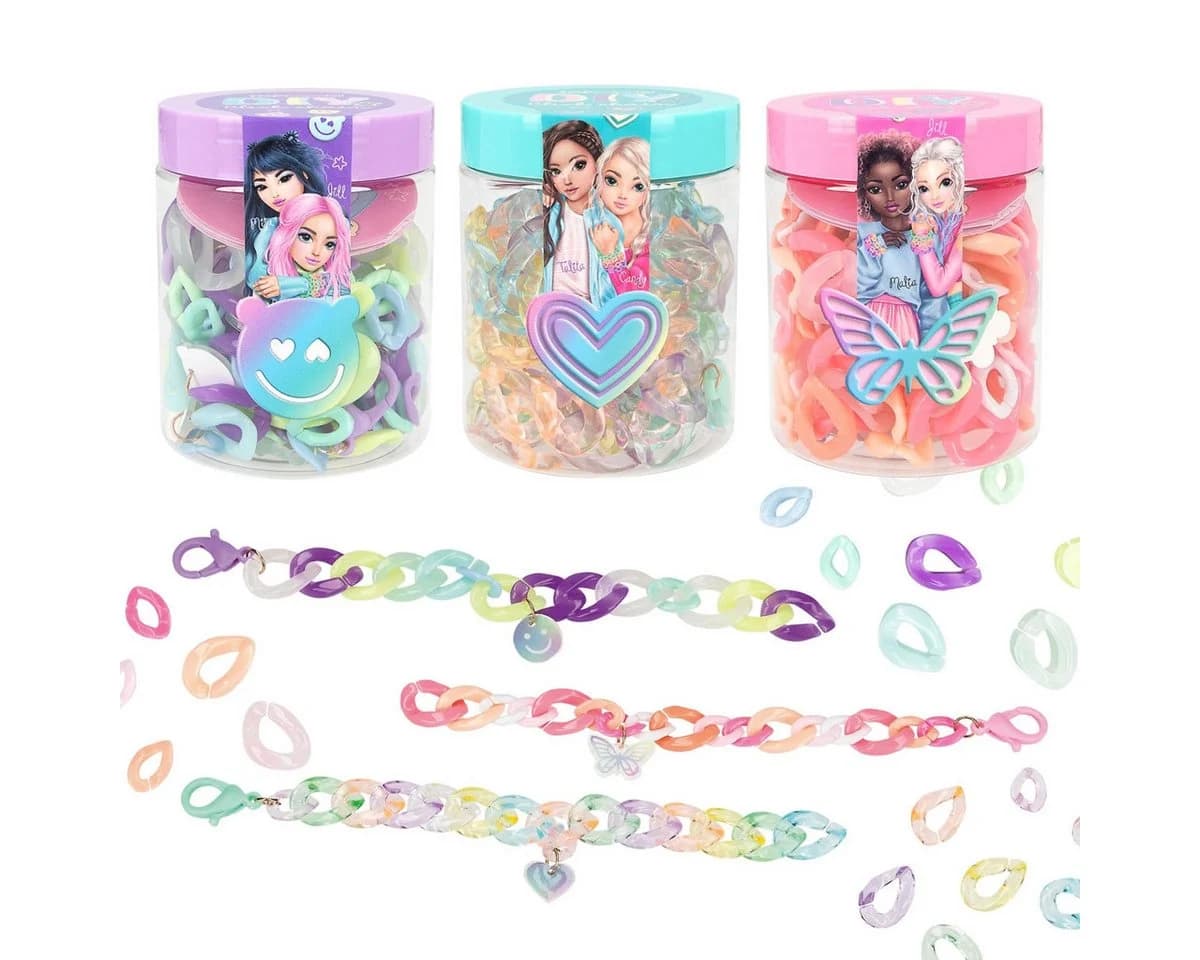 Depesche DIY Click Chain Schmuck-Set Bunt Lila Türkis Pink
